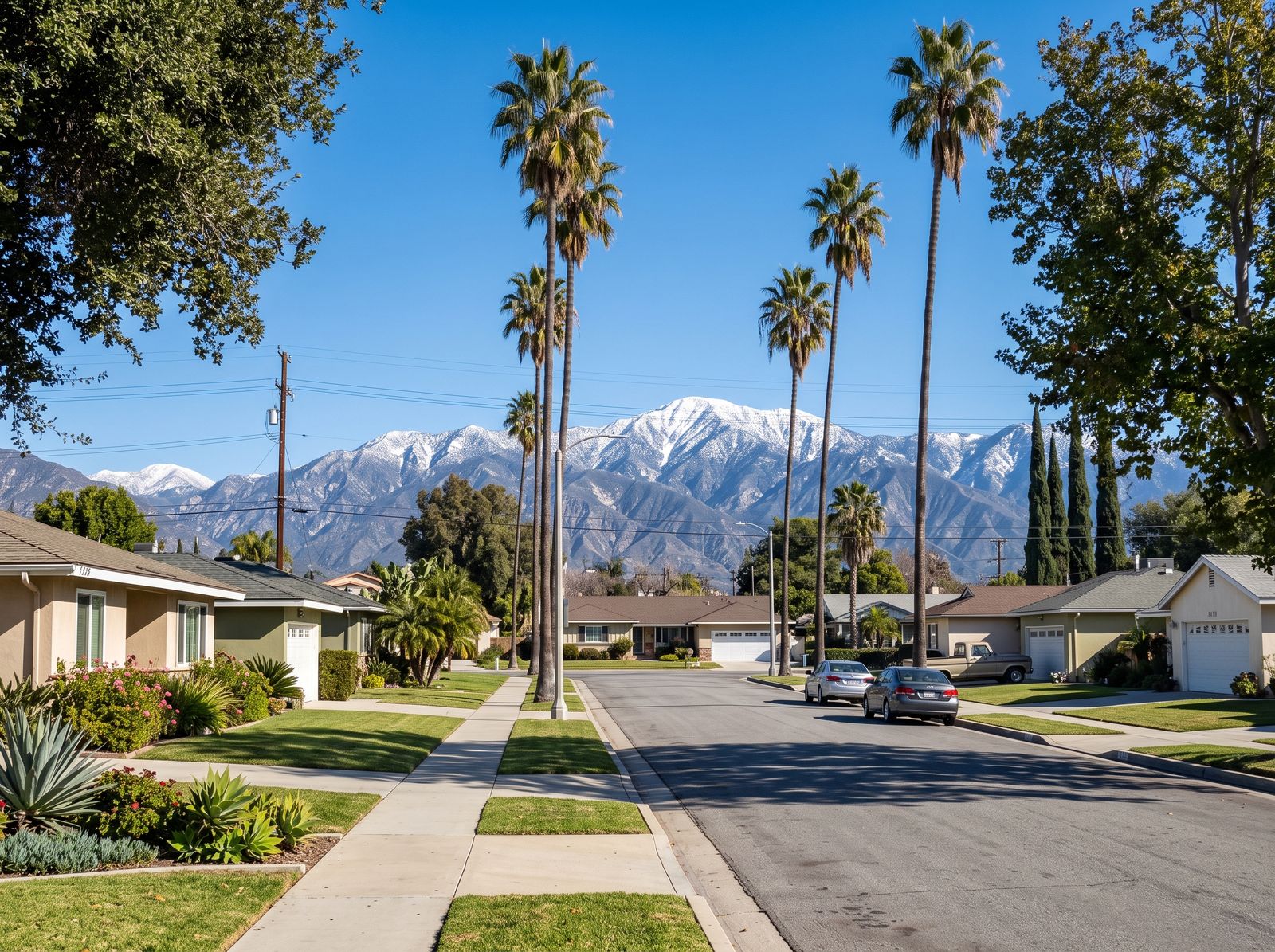 San Bernardino neighborhood with mountains in view