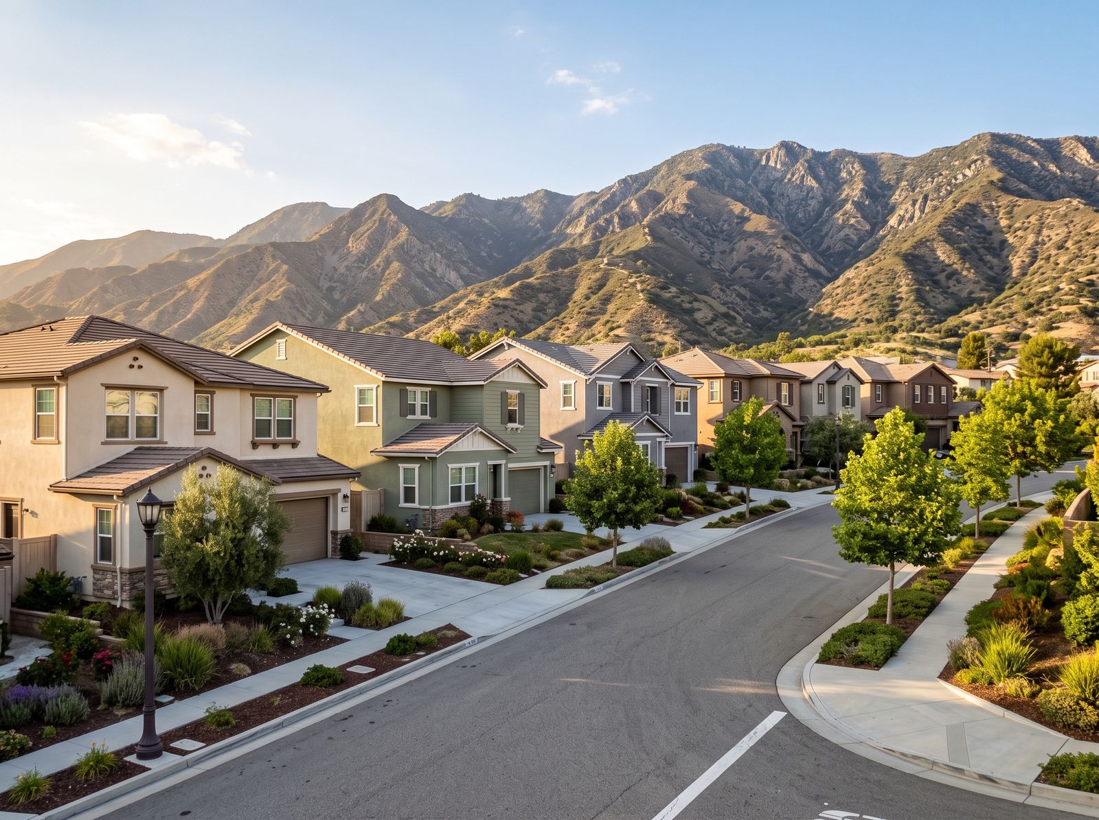 Foothill homes in Highland beneath the San Bernardino Mountains