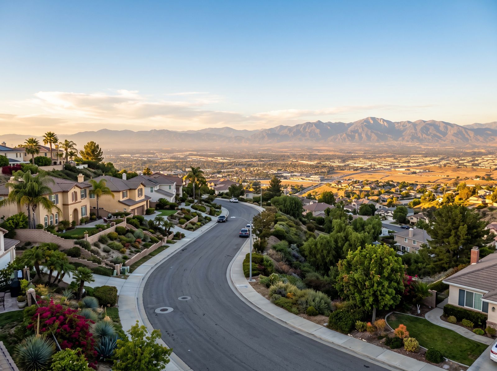 Hillside homes in Grand Terrace with valley views